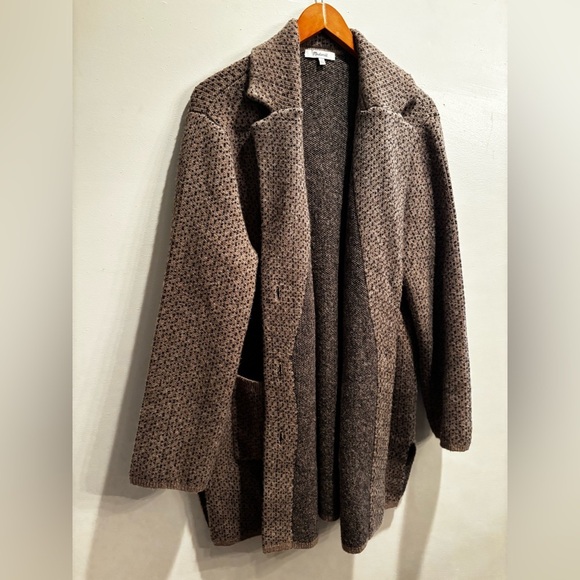 Madewell Brown patterned coat cardigan wool blend warm winter fall cabin core - Picture 4 of 16